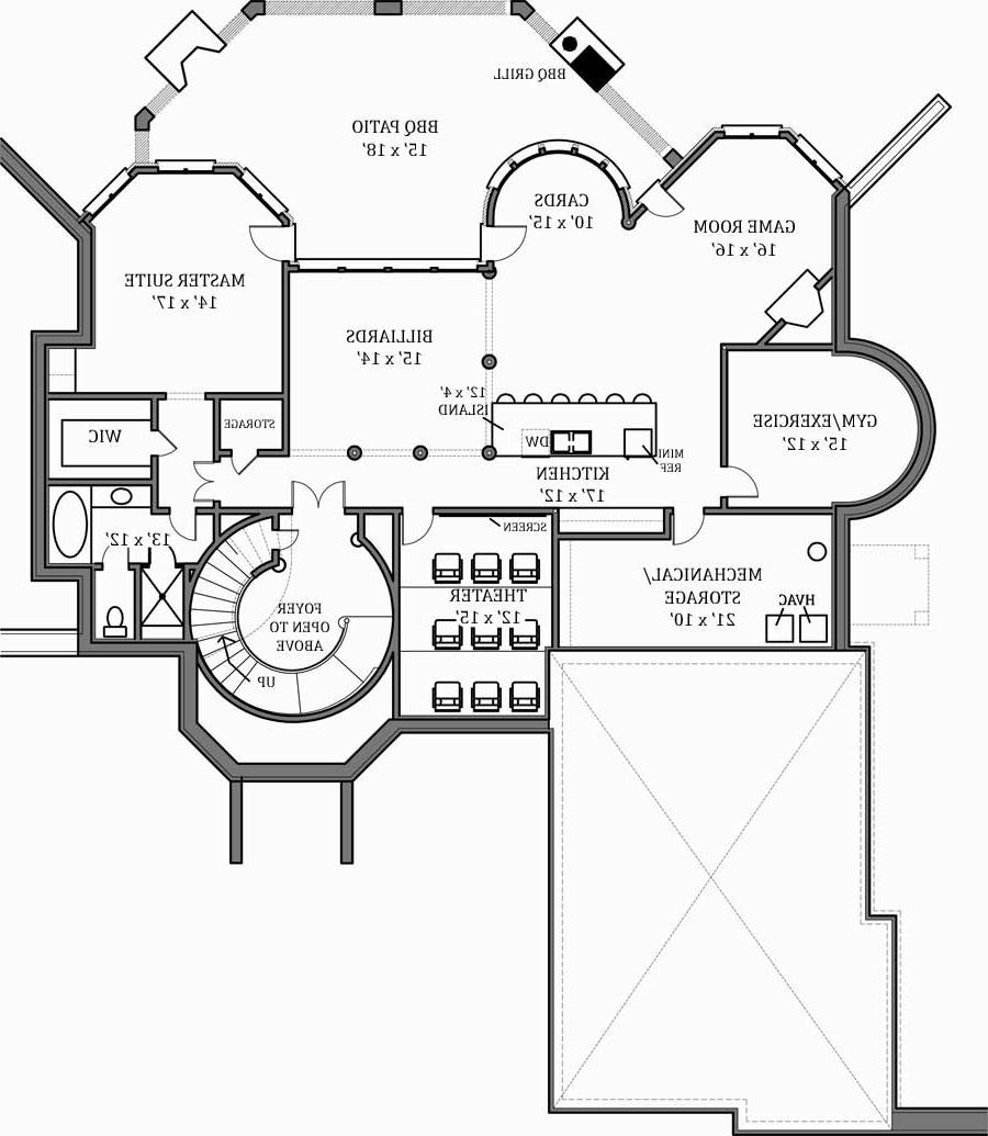 Basement Floor Plan image of Hennessey House House Plan